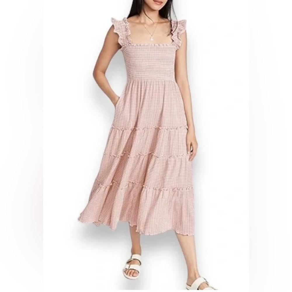 O.p.t Smocked MIDI dress